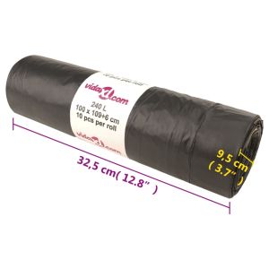 Торбички за боклук с връзки 150 бр черни 240 л