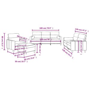 Комплект дивани 4 части с възглавници светлосив текстил