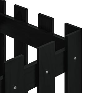 Градинска кашпа с дизайн на ограда черна 40x40x40 см бор масив