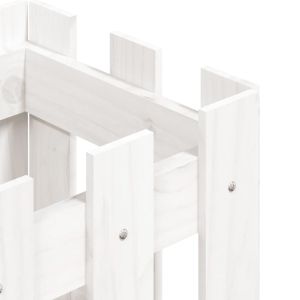 Градинска кашпа с дизайн на ограда бяла 30x30x30 см бор масив