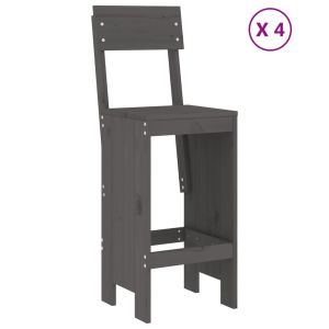 Градински бар комплект от 5 части, сив, масивно дърво бор