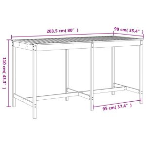 Градински бар комплект от 9 части, масивна борова дървесина