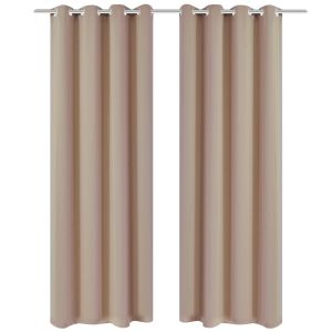 Затъмняващи завеси с метални халки, 2 бр, 135x175 см, кремави