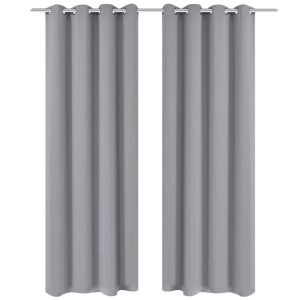Затъмняващи завеси с метални халки, 2 бр, 135x175 см, сиви