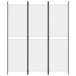 Параван за стая, 3 панела, бял, 150x180 см, плат