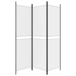 Параван за стая, 3 панела, бял, 150x180 см, плат