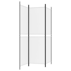 Параван за стая, 3 панела, бял, 150x180 см, плат