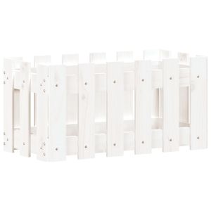 Градинска кашпа с дизайн на ограда бяла 60x30x30 см бор масив