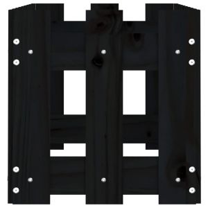 Градинска леха с дизайн на ограда черна 100x30x30 см бор масив