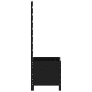 Градинска кашпа със стойка черна 39x39,5x114 см дърво бор масив