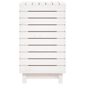 Кош за пране, бял, 88,5x44x76 см, борово дърво масив