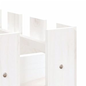 Градинска леха с дизайн на ограда бяла 150x30x30 см бор масив