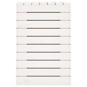 Кош за пране, бял, 88,5x44x66 см, борово дърво масив