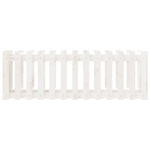 Градинска леха с дизайн на ограда бяла 150x50x50 см бор масив