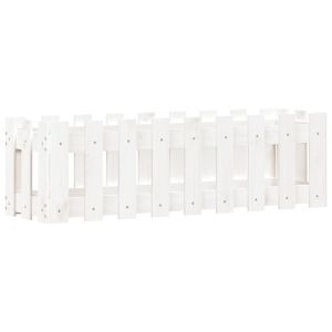 Градинска леха с дизайн на ограда бяла 100x30x30 см бор масив