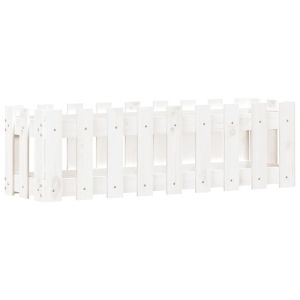 Градинска леха с дизайн на ограда бяла 100x30x30 см бор масив