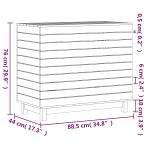 Кош за пране, 88,5x44x76 см, борово дърво масив