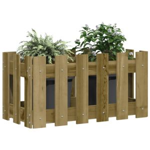 Градинска кашпа с дизайн на ограда 60x30x30 см импрегниран бор