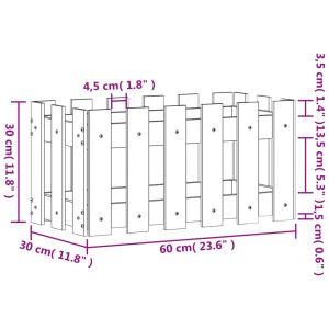 Градинска кашпа с дизайн на ограда 60x30x30 см импрегниран бор