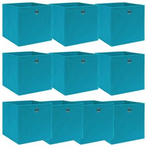 Кутии за съхранение 10 бр бебешко сини 32x32x32 см плат
