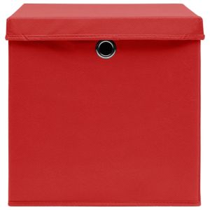 Кутии за съхранение с капаци 10 бр 28x28x28 см червени