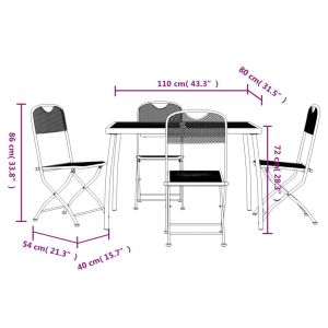 Градински трапезен комплект от 5 части, антрацит, метална мрежа