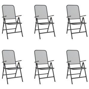 Градински трапезен комплект от 7 части, антрацит, метална мрежа