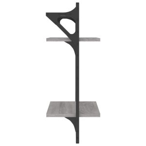 Двуетажни стенни рафтове с пръти 2 бр сив сонома 30x25x65 см