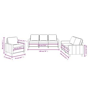 Комплект дивани от 3 части с възглавници, тъмносив, плат