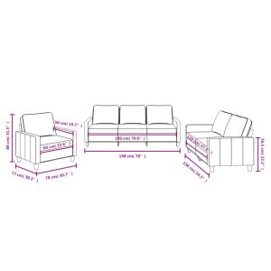 Комплект дивани от 3 части с възглавници, светлосив, плат