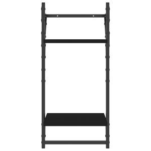 Двуетажни стенни рафтове с пръти 2 бр черни 30x25x65 см