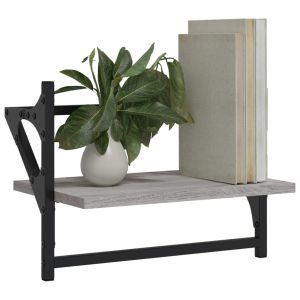 Стенни рафтове с пръти 2 бр сив сонома 40x25x30 см