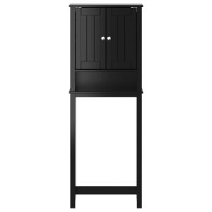 Шкаф над тоалетна чиния BERG черен 60x27x164,5 см масивно дърво