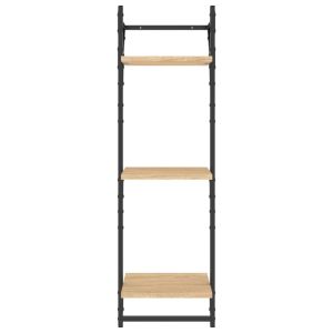 Триетажни стенни рафтове с пръти 2 бр сонома дъб 30x25x100 см
