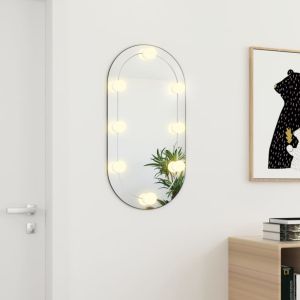Огледало с LED лампи, 80x40 см, стъкло, овално