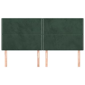 Табла за легло, тъмнозелена, 200x5x118/128 см, кадифе