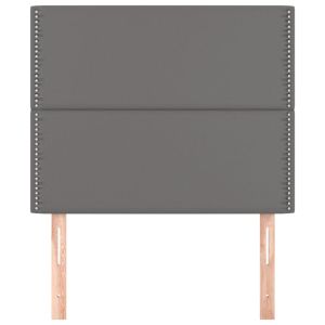 Табла за легло, сива, 90x5x118/128 см, изкуствена кожа
