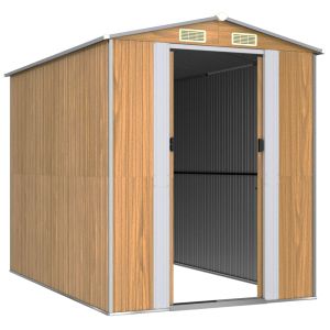 Градински навес светлокафяв 192x274x223 см поцинкована стомана