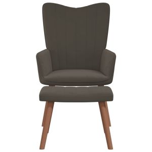 Релаксиращ стол с табуретка, тъмносив, кадифе