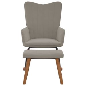 Люлеещ се стол с табуретка, светлосив, кадифе