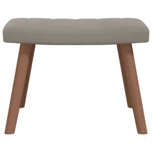 Релакс стол с табуретка, светлосив, кадифе