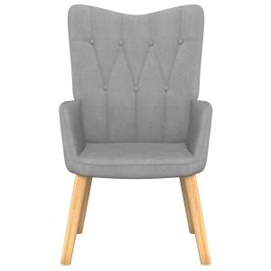 Релакс стол с табуретка, светлосив, текстил