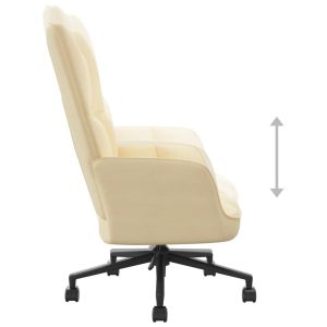 Релакс стол, кремавобял, кадифе