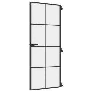 Интериорна врата черна 83x201,5 см закалено стъкло и алуминий