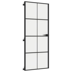Интериорна врата черна 83x201,5 см закалено стъкло и алуминий
