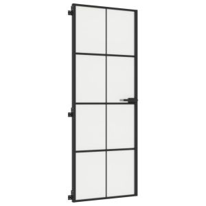 Интериорна врата черна 76x201,5 см закалено стъкло и алуминий