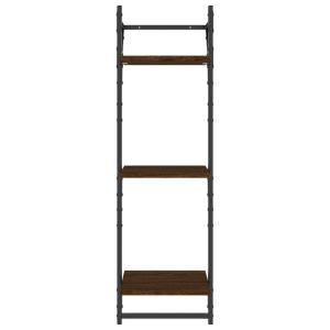 Триетажни стенни рафтове с пръти 2 бр кафяв дъб 30x25x100 см
