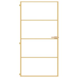 Интериорна врата злато 102,5x201,5 см закалено стъкло алуминий