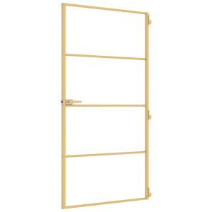 Интериорна врата злато 102,5x201,5 см закалено стъкло алуминий