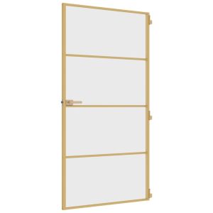 Интериорна врата злато 102,5x201,5 см закалено стъкло алуминий